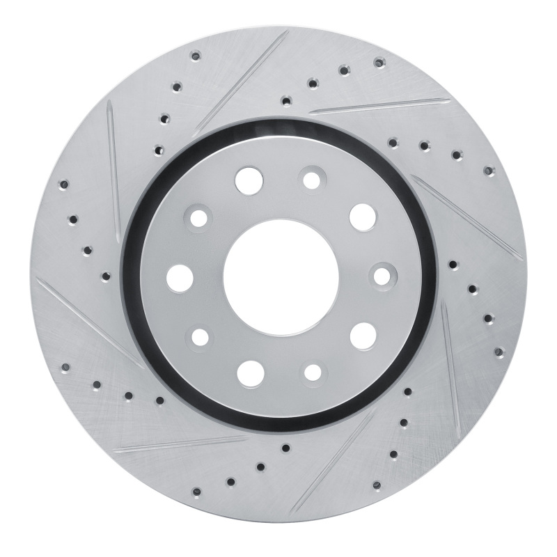 Jeep Wrangler Brake Rotor (1) - Front Left - R1 Concepts - Drilled & Slotted - Silver - `18-`25